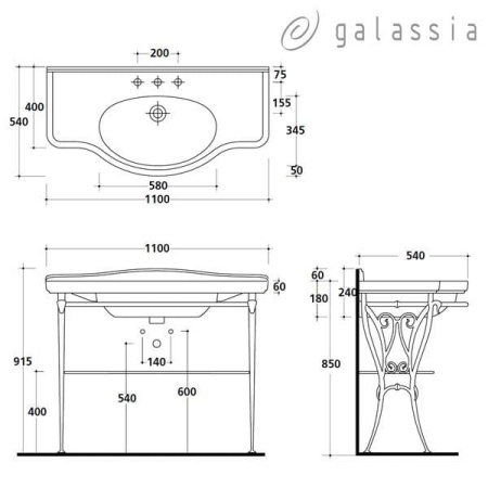 Ножки для раковины Galassia Ethos 8448