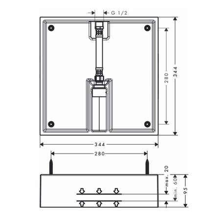Скрытая часть верхнего душа Hansgrohe Raindance E 26254180