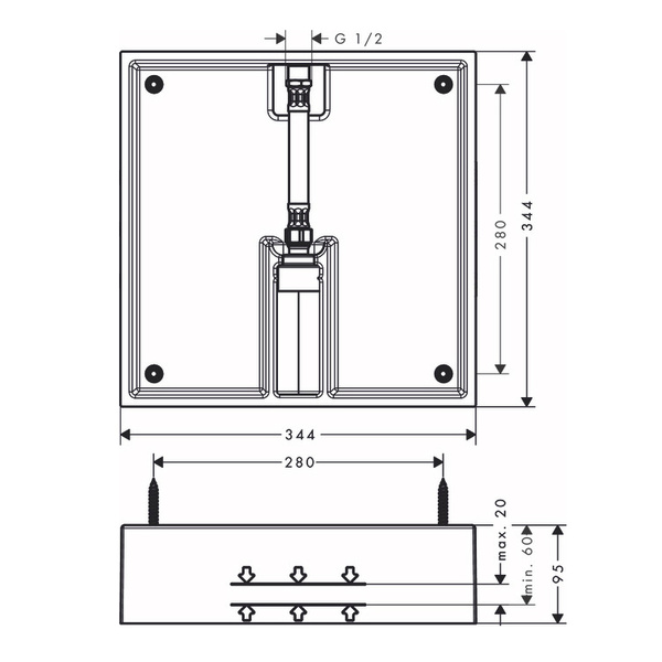 Скрытая часть верхнего душа Hansgrohe Raindance E 26254180