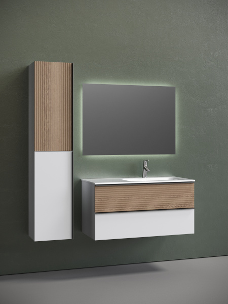 Тумба под раковину Sancos  Delta DL100RW дуб светлый/белый