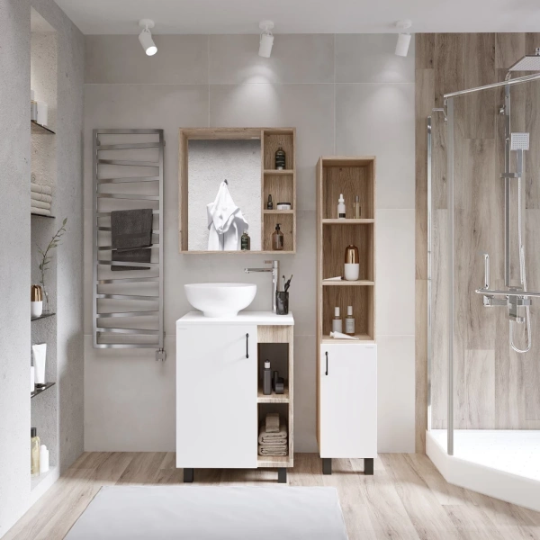 Тумба напольная Grossman ФЛАЙ-60 см 106001  дуб сонома/белая