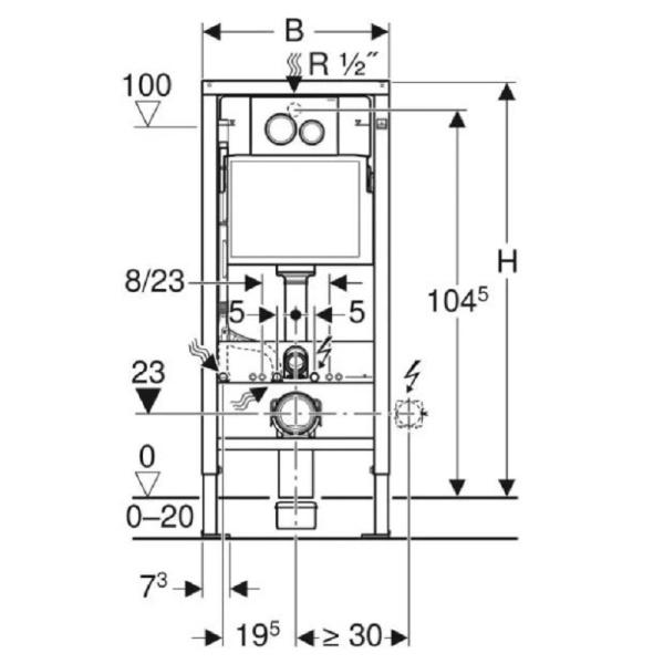 Инсталляция Geberit с безободковым унитазом Duravit D-Code l 458.134.DC.2