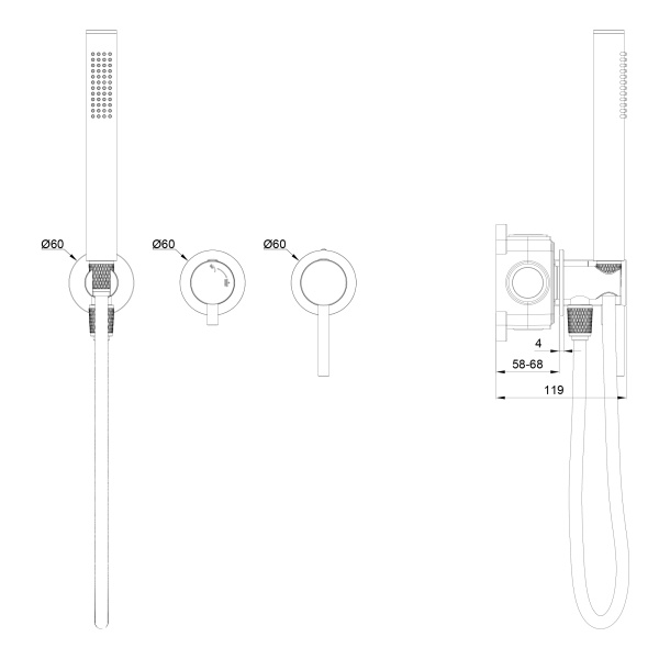 Смеситель для душевой системы встраиваемый WONZON & WOGHAND STICK, хром WW-838017-CR Смеситель для душевой системы встраиваемый WONZON & WOGHAND STICK, хром WW-838017-CR
