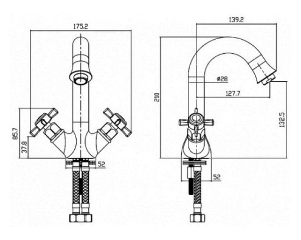 Смеситель для раковины BENNBERG BRONZE 501222 Смеситель для раковины BENNBERG BRONZE 501222