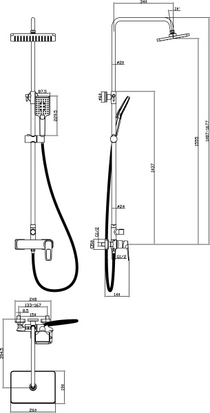Душевая стстема Rossinka (RS46-45)