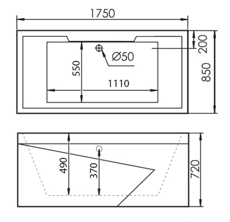 Акриловая ванна (175х85) Gemy G9065 K R с гидромассажем, правая