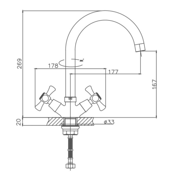 Смеситель для кухни Cron CN4242-2 Смеситель для кухни Cron CN4242-2