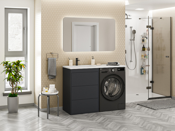 Тумба с раковиной под стиральную машину Brevita Grafit 60 УТ000015085