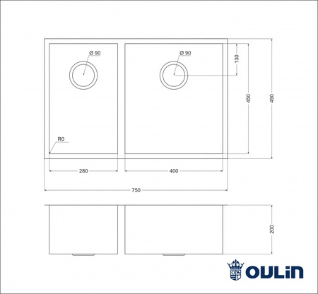 Кухонная мойка (75х49) Oulin OL-F202
