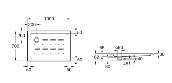 Душевой поддон Roca Easy 100х70 белый, с сифоном 276088000