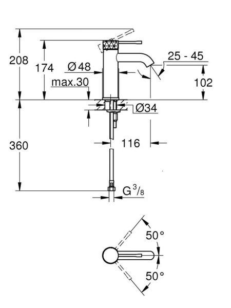 Смеситель для раковины однорычажный Grohe Essence 24172 DE1 (24172DE1) тёплый закат матовый