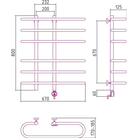 Полотенцесушитель электрический Сунержа Фурор 00-0513-8070
