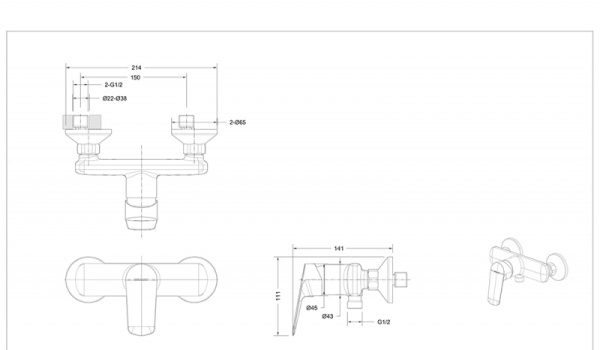 Смеситель для душа Bravat Rhein F9429564BW-01-ENG