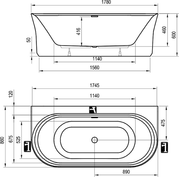 Акриловая ванна Ravak Ypsilon Wall (178x86) XC00100035 Акриловая ванна Ravak Ypsilon Wall (178x86) XC00100035
