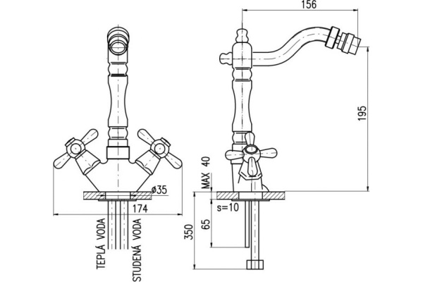 Смеситель для биде Rav Slezak Morava Retro MK320.5/9Z