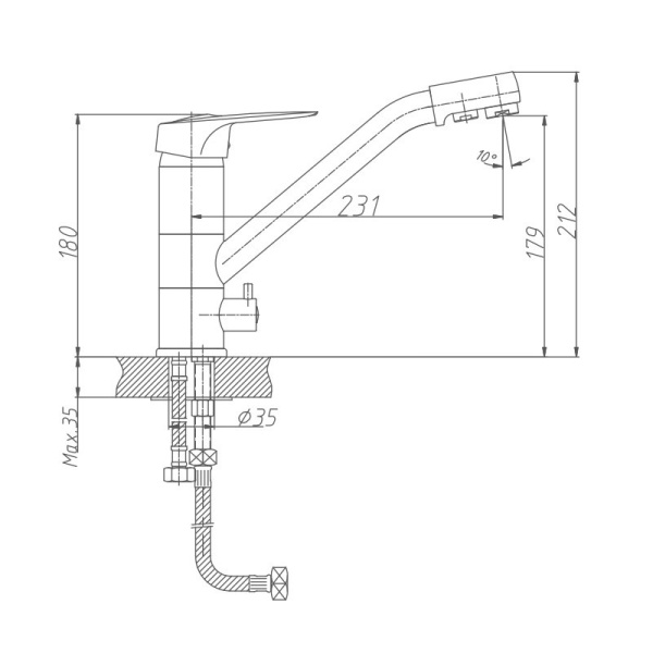 Смеситель для кухни с подключением к фильтру Haiba HB4304