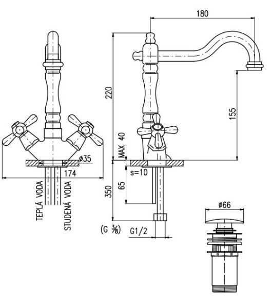 Смеситель для биде Rav Slezak Morava Retro MK121.5/9