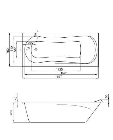 Акриловая ванна (170х75)  Santek Каледония   1WH302391