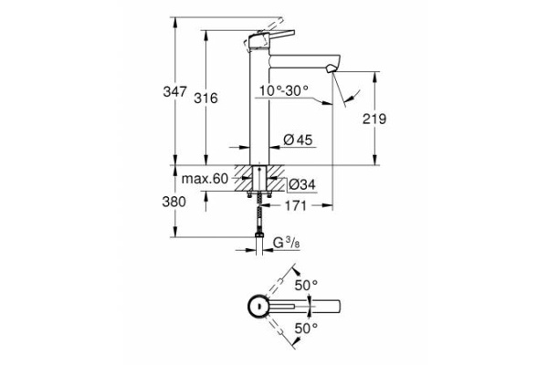 Смеситель для раковины GROHE Concetto 23920 001 (23920001) хром