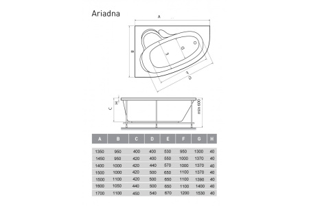 Акриловая ванна (150х100) Relisan Ariadna Гл000000533