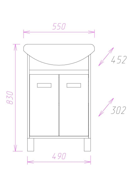 Тумба под раковину напольная Onika Гамма 55 105537