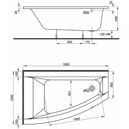 Ванна асимметричная Kolo Clarissa (левая) XWA0861000
