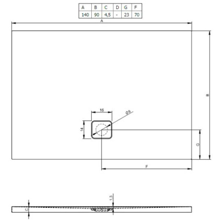 Душевой поддон (140х90) Riho Basel D005027005