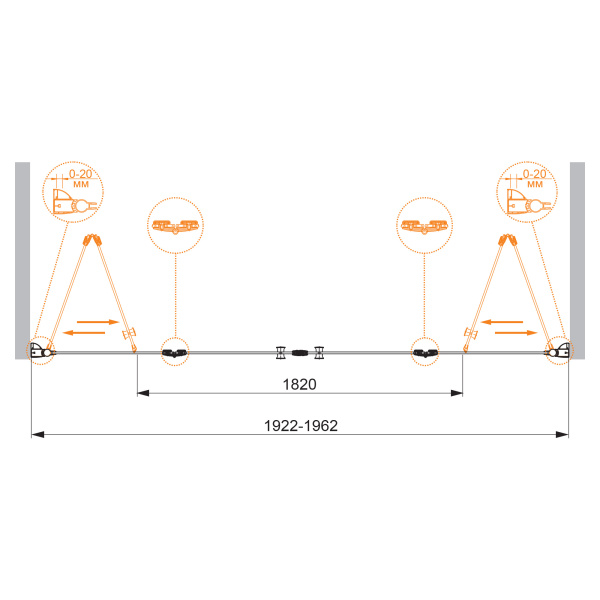 Душевая дверь (200х195) CEZARES ELENA ELENA-W-BS-22-200-C-Cr