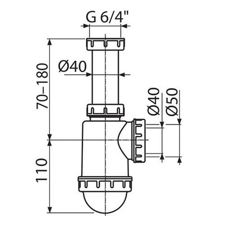 Сифон для мойки AlcaPlast A443 Ø50/40