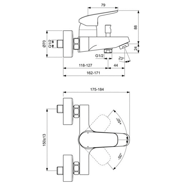 Набор для ванны 3 в 1 Ideal Standard Ceraflex BD001AA