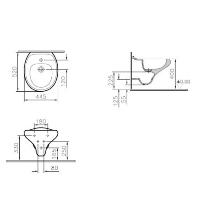Биде подвесное, 52 см, с 1-м отверстием под смеситель Vitrа Istanbul 4516B403-1599