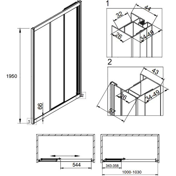 Душевая дверь Veconi Vianno VN-73, (100x195) VN31-100-01-C5