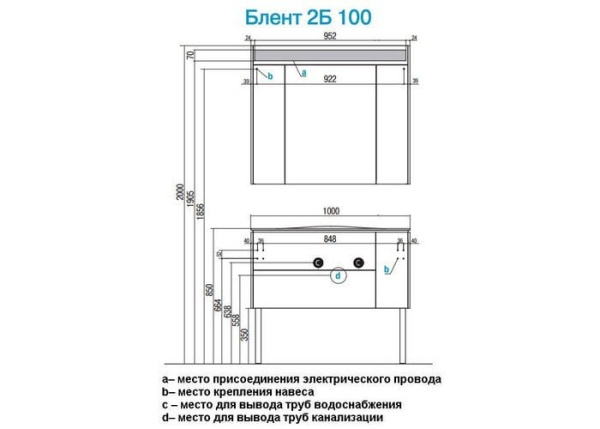 Зеркальный шкаф Акватон Блент 100 1A166502BL010