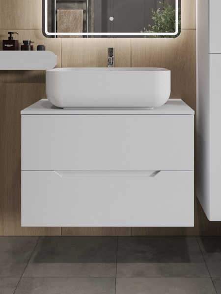 Тумба с раковиной подвесная 80 см, Orange Line Li-80TuwMDF+B03-600W белый