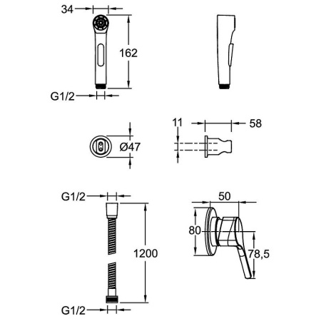 Гигиенический набор Jacob Delafon Elate E24610-CP