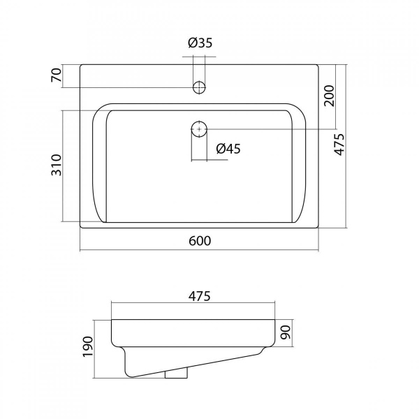 Раковина встраиваемая Onika Тигода 60 1WH302082