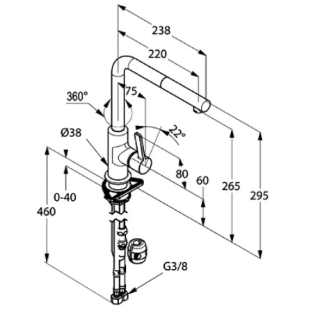 Смеситель для кухни с выдвижным изливом Kludi L-ine S 408518775