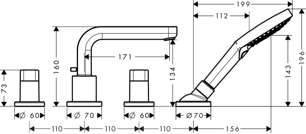 Смеситель для ванны Hansgrohe Metris S 31446000