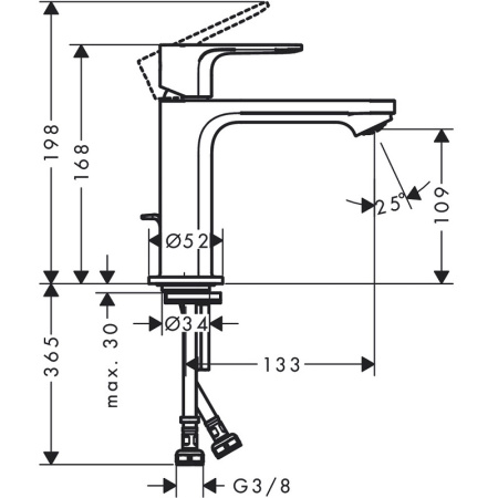 Смеситель для раковины Hansgrohe Rebris S 72588670, черный матовый