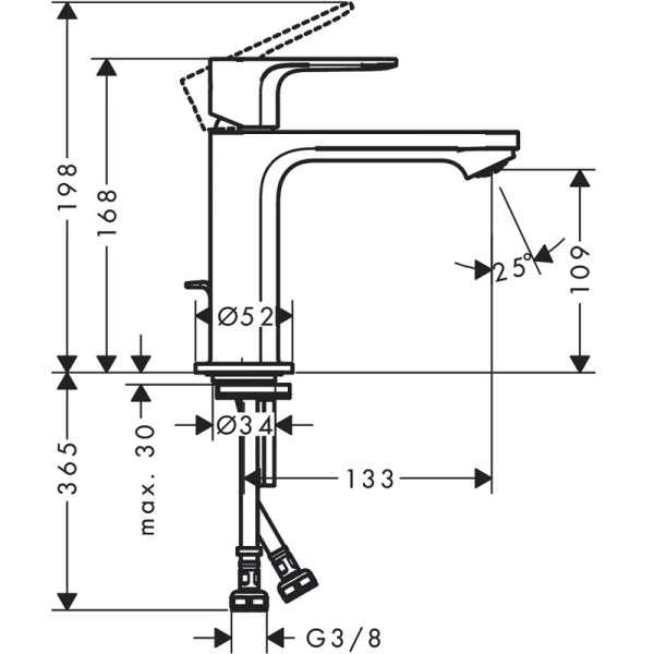 Смеситель для раковины Hansgrohe Rebris S 72588670, черный матовый