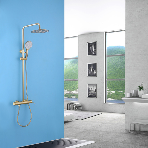 Душевая стойка ABBER Emotion AF8816G с изливом, золото матовое Душевая стойка ABBER Emotion AF8816G с изливом, золото матовое