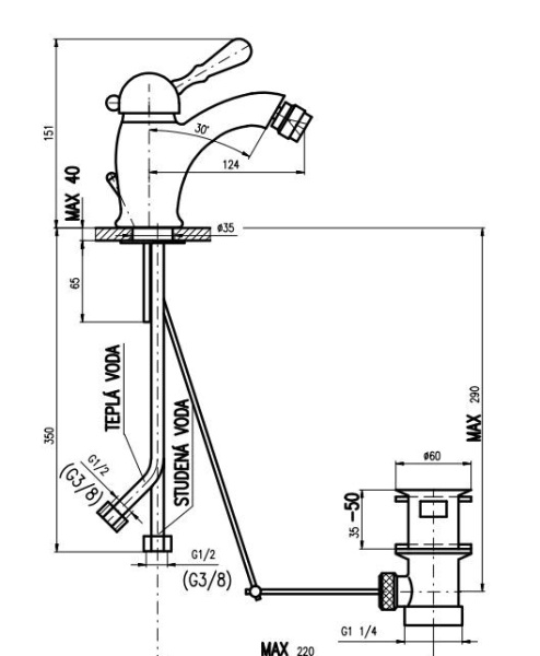 Смеситель для биде Rav Slezak Labe L445.5SM