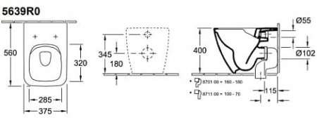 Унитаз приставной Villeroy&Boch Legato DirectFlush 5639R001