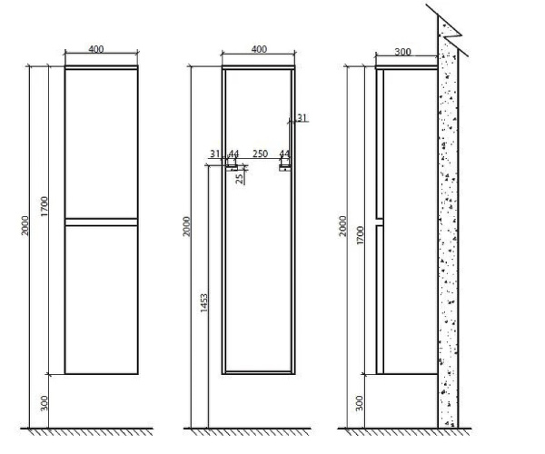 Пенал BelBagno LUCE-1700-2A-SC-SCM Stucco Cemento
