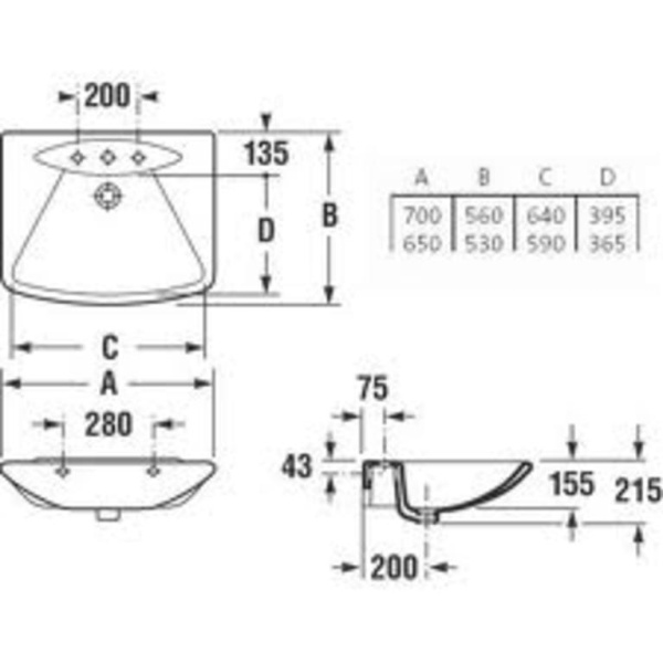 Раковина подвесная (65х53) Roca Sidney 327382001 белый