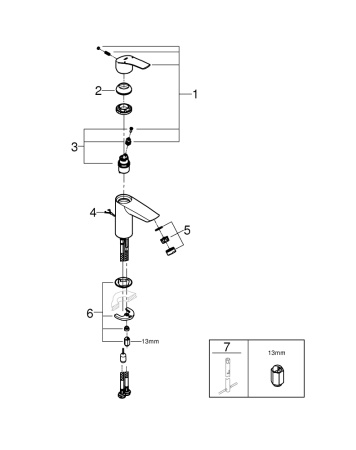 Смеситель для раковины с цепочкой Grohe Eurosmart New 33188 003 (33188003) хром