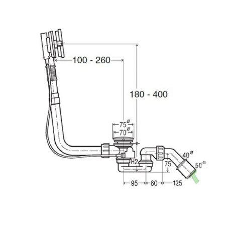 Слив-перелив для ванны полуавтомат стандартный Bette Multiplex M5 B600-901 хром