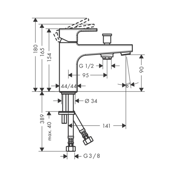 Смеситель на борт ванны Monotrou Hansgrohe Vernis Shape 71464000 хром