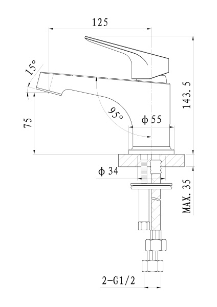 Смеситель для раковины WONZON & WOGHAND BALANCE, хром WW-051101-CR