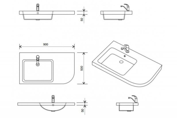 Раковина-столешница Kolpa San LUX CONCEPT 900 L/D